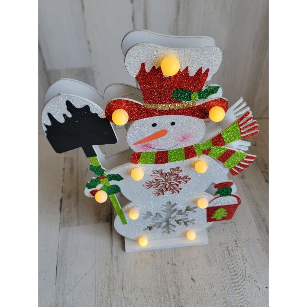 Snowman light up glitter cut out Xmas home decor scarf‎